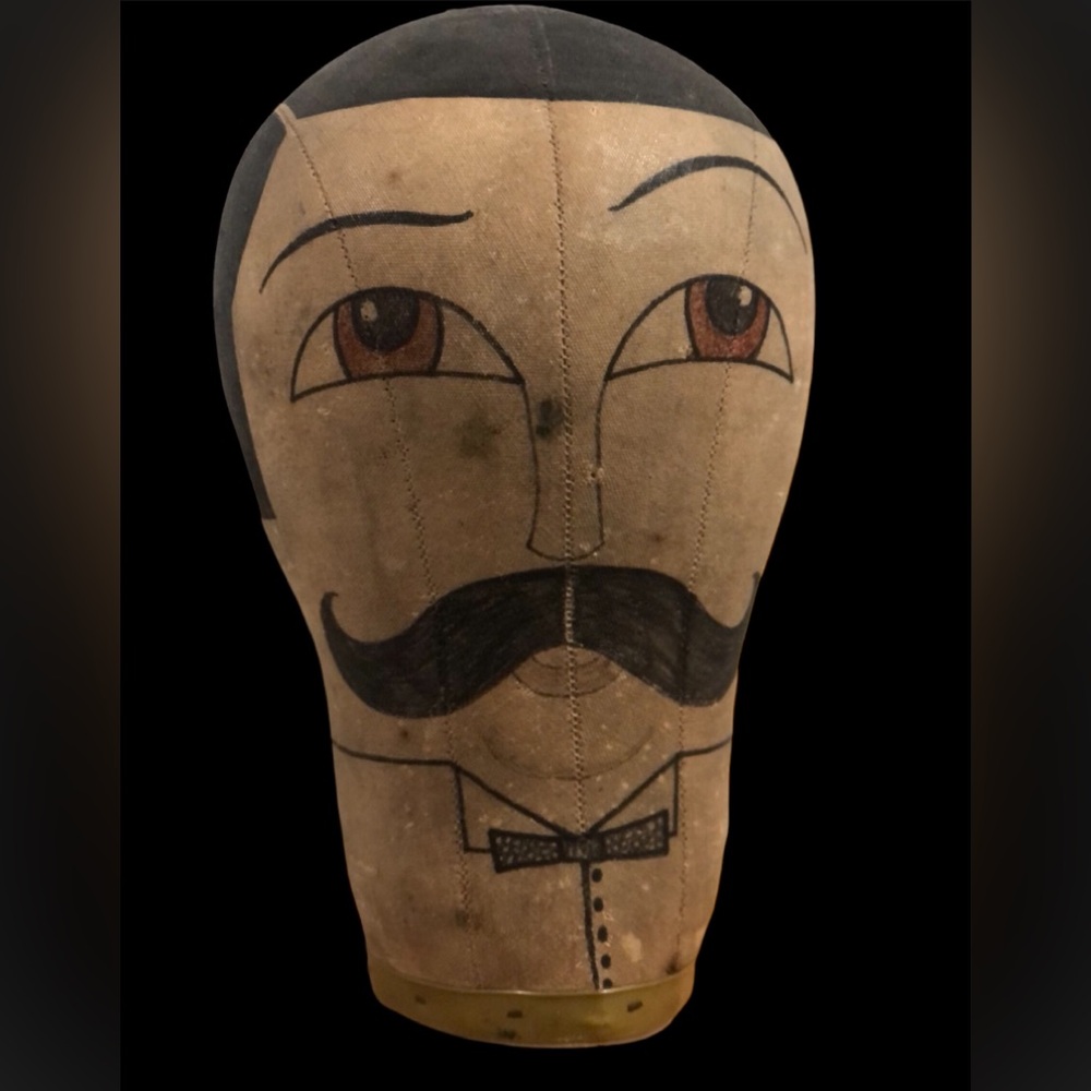 Antique Folk Art Mannequin Head Bust Hat Stand
